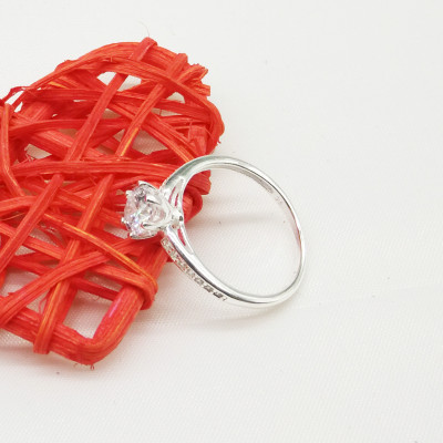 Nhẫn bạc nữ trang sức bạc Ý S925 Bạc Xinh Huệ Ngân- Kim cương 6 chấu đẹp RR1561