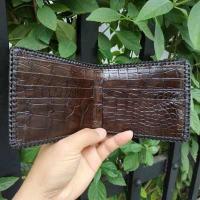 Ví Da Cá Sấu Vây Đuôi 2 mặt Rất Đẹp! ĐAN VIỀN THỦ CÔNG VÔ CÙNG CHẮC CHẮN