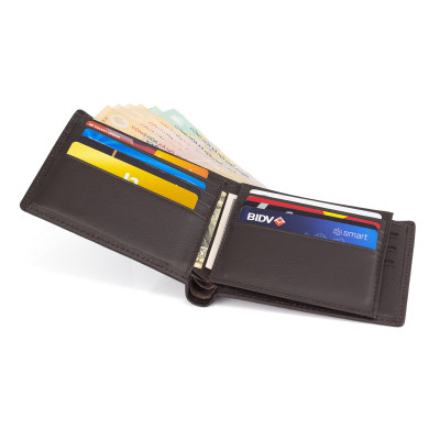 Ví Da Nam, Bóp Da Nam Kim Bảo H48 Da Bò Màu Đen, Nâu