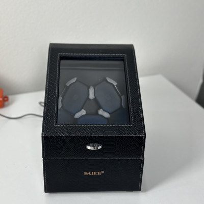 [BH 2 Năm Động Cơ] Hộp Đồng Hồ Cơ 3 Xoay + 3 Tĩnh Vỏ Da Sần Dày Có Đèn Led