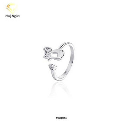 Nhẫn bạc Ý 925 Huệ Ngân - Mèo xinh cát tường YCXJ035
