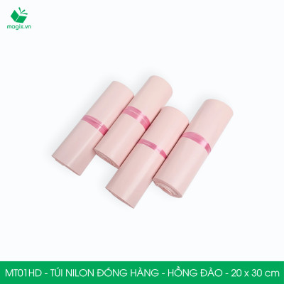MT21HD - 32x45 cm  - Túi nilon gói hàng - 200 túi niêm phong đóng hàng màu hồng đào