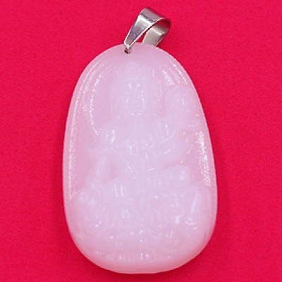 Mặt phật Bồ Tát Phổ Hiền thạch anh trắng 4.3cm - phật bản mệnh tuổi Thìn, Tỵ