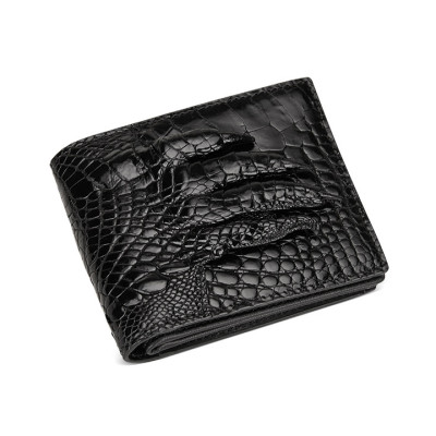 {DA CÁ SẤU THẬT} Bóp Da Cá Sấu 2 Mặt Bàn Tay Cá Sấu Màu Đen - Ví Nam Da Cá Sấu 2 Mặt Có Khoá Kéo Cao Cấp Dáng Ngang Thời Trang