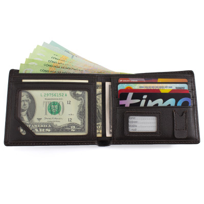 Ví Da Nam, Bóp Da Nam Kim Bảo H73 Da Bò Màu Đen, Nâu, Bò