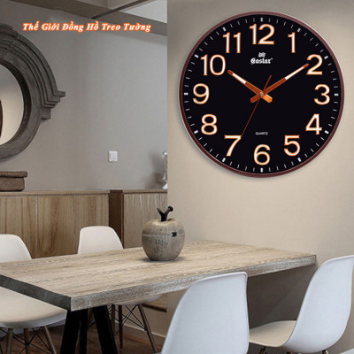 Đồng Hồ Treo Tường Cao Cấp DẠ QUANG EASTAR Mặt Tròn Lớn Viền Mỏng 38cm – Số nổi 3D – Máy NHẬT KIM TRÔI - Tặng Pin Maxell - BH 1 Năm - Treo Tường Decor Trang Trí Nhà Cửa