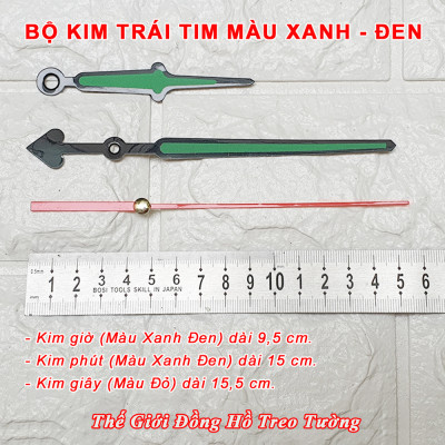 Máy Đồng Hồ KIM TRÔI EASTAR Độ Chính Xác Cao – Bộ KIM ĐAO đuôi hình TRÁI TIM, thân Kim màu Đen có phủ lớp sơn Phản quang màu Xanh – Tặng Pin Maxell - Bảo Hành 2 Năm