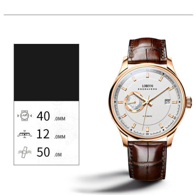 Đồng hồ nam chính hãng Lobinni No.17017-1 Bảo hành 24T, Kính Sapphire chống xước, chống nước 50m, dây da cao cấp