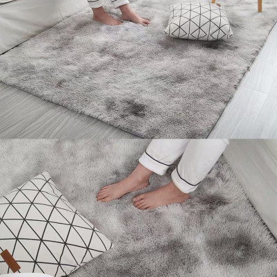 Thảm Lông Dài Trải Sàn Cao Cấp Kiểu Loang - xám nhạt - 1m6x2m