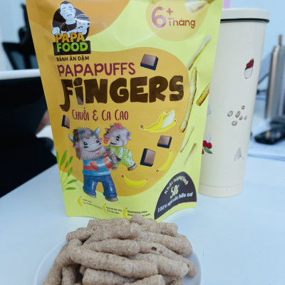 BÁNH ĂN DẶM PAPAFOOD PAPAPUFFS - FINGERS VỊ CHUỐI VÀ CA CAO - 100% NGŨ CỐC HỮU CƠ 