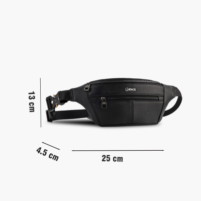 Túi Đeo Chéo Bao Tử Thời Trang Nam Da Bò Mill Cao Cấp TZ01 Đen