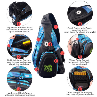 Single Shoulder Bag Fishing Tackle Bag Outdoor Shoulder Storage Bag Fishing Gear Bag with 2 Bait Boxes LED Warning Light