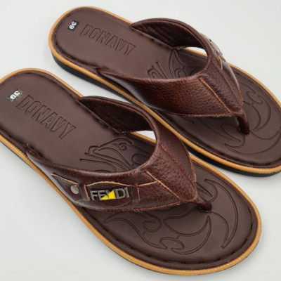 Dép xỏ ngón nam da bò thật 100% DONAVY cao cấp kiểu đính khuy cách điệu may full quai và đế rất chắc chắn bao đi nước DOKL