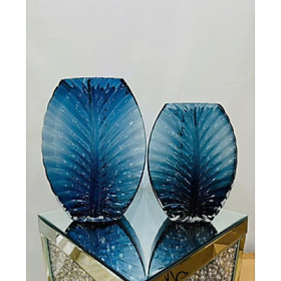 Lọ hoa thủy tinh phong cách Bắc Âu màu xanh Biển Hàng chính hãng