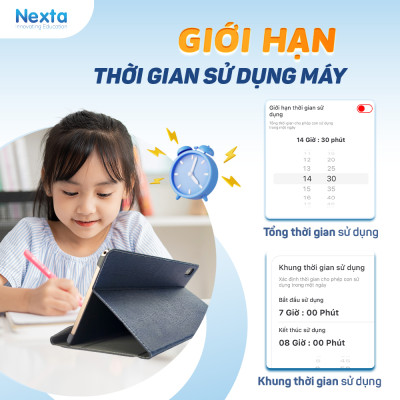 Máy tính bảng học tập thông minh Nexta Edutab Pro cho trẻ 9-12 tuổi - giải pháp học tập - quản lý thời gian cho trẻ - bảo hảnh 12 tháng