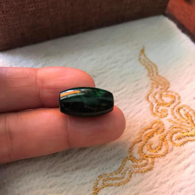 Mặt Dây Chuyền Hạt To Lu Thống dài 18,4mmx dầy 10,5mm Chất liệu đá cẩm thạch tự nhiên Màu xanh đậm đẹp