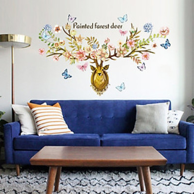Decal dán tường 3D sừng hươu DKN094 AmyShop (78 x 112 cm)