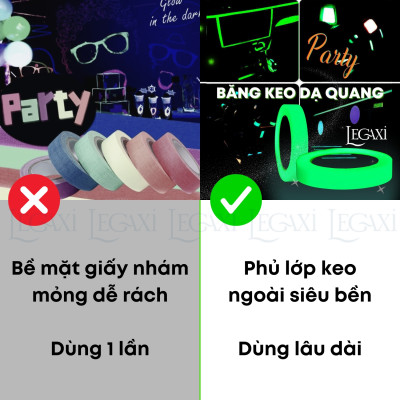 Cuộn băng dán dạ quang trang trí tường nhà cửa Halloween Giáng sinh phát sáng trong tối Legaxi