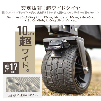 Xe kéo dã ngoại 2 tầng ngoài trời du lịch cắm trại, picnic đa năng bánh xe rộng có khóa cố định dung tích 300l gấp gọn được camping