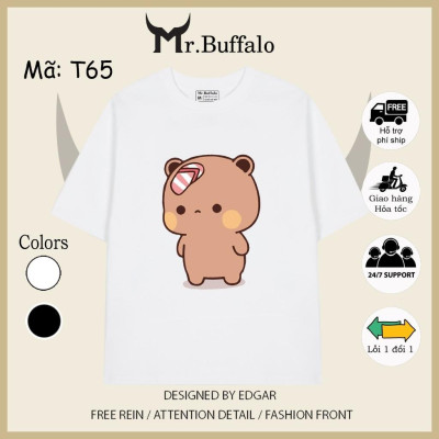 Áo đôi , áo thun cặp nam nữ tay lỡ Unisex Gấu Trắng Gấu Nâu form rộng vải cotton T64T65- Mr.Buffalo