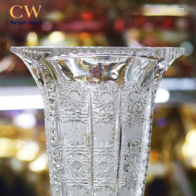 Lọ Hoa Decor Nghệ Thuật Pha Lê Tiệp Crystalite Bohemia Magma Mài Hoa Văn Bông Tuyết