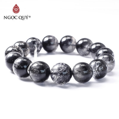 Vòng tay đá thạch anh ưu linh tóc đen 13mm mệnh thủy, mộc - Ngọc Quý Gemstones