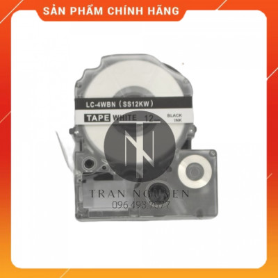 [Combo 3 cuộn] Nhãn in Tepra SS12KW (LC-4WBN) - Chữ đen nền trắng 12mm x 8m - Hàng nhập khẩu