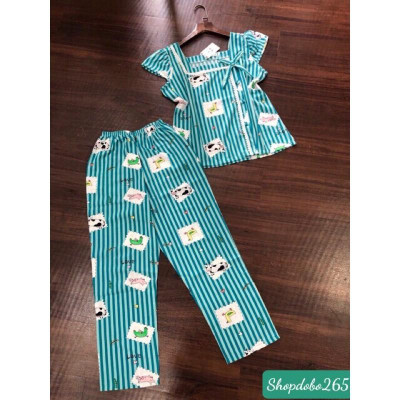 Đồ bộ nữ,đồ ngủ mặc nhà vải lụa quần dài BD 111 họa tiết dễ thương size 47-62kg.