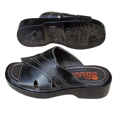 Dép Nam Quai Ngang Da Bò Thật HÀ NAM Đế Cao Dành Cho Người Thấp DN2040