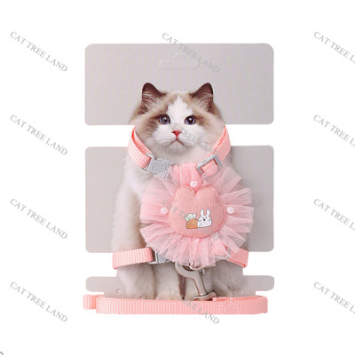 DÂY DẮT YẾM HOA THỎ DÀNH CHO CHÓ MÈO SIZE S (bản 1.0cm)