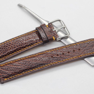 Dây Đồng Hồ Da Đà Điểu Thật Cao Cấp Songhan Leather HANDMADE Màu Nâu Khóa Kim , Bảo Hành 6 Tháng WSOT-01