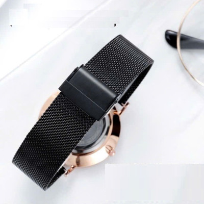 Đồng hồ nam cao cấp DEYROS dây thép lụa đen chạy lịch ngày phong cách thể thao khỏe khoắn