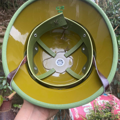 mũ cối tàu cốt phíp lòng vàng đinh trắng phiên bản xưa 1966, vải gabadin tô châu chuẩn tàu màu ổi ương