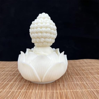 Tượng Phật mini ngồi trên đài sen để xe hơi, bàn làm việc, decor cầu may mắn bình an