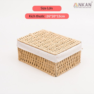 Giỏ Đựng Mỹ Phẩm Có Nắp ANKAN Dùng Để Bàn, Đựng Đồ Mini, Sắp Xếp Đồ Đạc Gọn Gàng, Ngăn Nắp