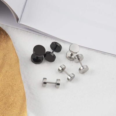 Khuyên tai bông tai quả tạ cúc tròn không gỉ unisex hot trend giới trẻ