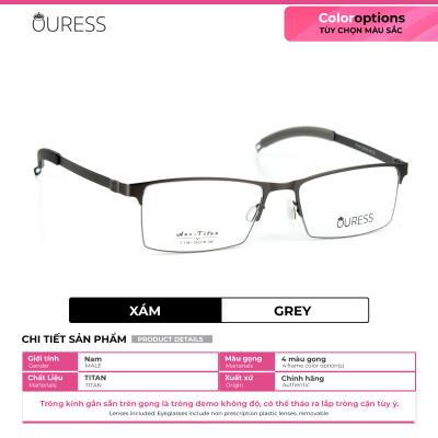 Gọng kính titanium T1181 nửa khung thời trang nam cao cấp siêu nhẹ siêu bền OURESS