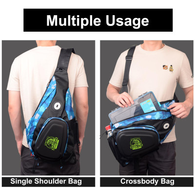 Single Shoulder Bag Fishing Tackle Bag Outdoor Shoulder Storage Bag Fishing Gear Bag with 2 Bait Boxes LED Warning Light