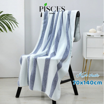 Khăn Tắm PISCES TOWEL 70x140cm Họa Tiết Tổ Ong Cotton Mềm Mại, Khăn Spa Yoga Gym Thể Thao Thấm Hút Mồ Hôi