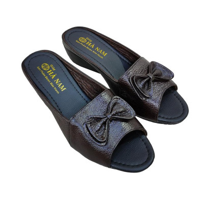 Dép Nữ Quai Ngang Đế Xuồng HÀ NAM Da Bò Thật Cao Cấp DNU2138