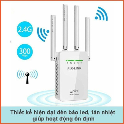 Kích Sóng Wifi Tốc Độ Cao 4 Râu Pix-Link, kích sóng wifi 4G, kích sóng wifi 5G tốc độ cao sóng khỏe tần số kép AC 1200, bộ định tuyến wifi, bộ phát wifi 4 râu cường độ khỏe 300Mbps - Hàng chính hãng/hàng nhập khẩu