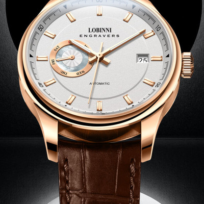 Đồng hồ nam chính hãng Lobinni No.17017-1 Bảo hành 24T, Kính Sapphire chống xước, chống nước 50m, dây da cao cấp