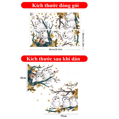 Sticker Giấy Dán Tường Decal Dán tường Tranh Dán Tường Trang Trí Tường Mẫu Gia Đình Nhà Cú ZH98
