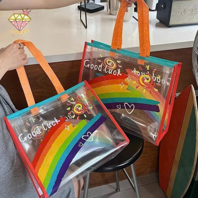 Túi Tote Nhựa PVC Trong Suốt Họa Tiết Cầu Vồng - Thời Trang Hiện Đại - HÀNG CHÍNH HÃNG MINIIN