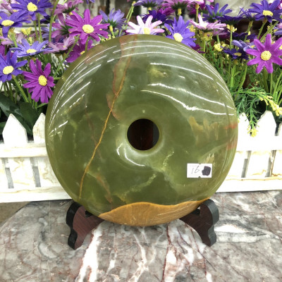 Đồng điếu (đồng tiền ) phong thủy đá ngọc Onyx - Đường kính 16 cm