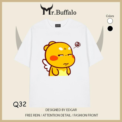 Áo đôi, cặp tay lỡ unisex Qoobee dễ thương Mr.Buffalo Q32Q33