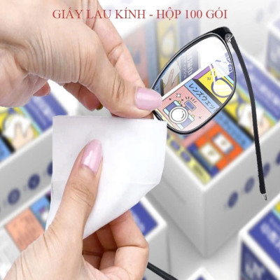 Hộp 100 miếng khăn lau nano dùng 1 lần - Chống bám hơi nước,hơi thở, chống mờ sương cho kính - Hàng Chính Hãng