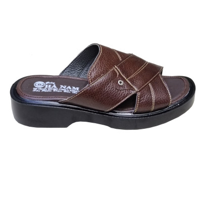 Dép Nam Quai Ngang Da Bò Thật HÀ NAM Đế Cao Dành Cho Người Thấp DN2058