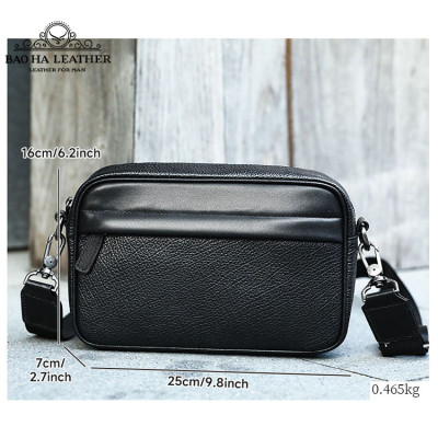 Túi đeo chéo nam mini da bò thật BAOHA LEATHER BHM6189 Túi da đeo vai nhỏ