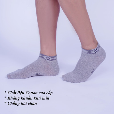 Hộp 5 đôi tất vớ nam cổ ngắn kẻ caro MRM Manlywear - cùng màu, chất liệu sợi cotton êm chân, mềm mại thoáng mát, chống hôi chân